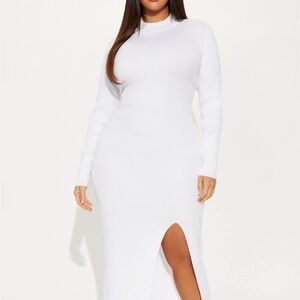 Fashion Nova Anna Sweater Maxi Dress Chic White Long Sleeve